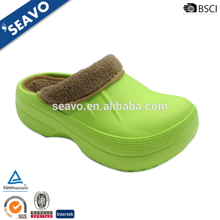 Seavo 2016クールユニセックス冬暖かい珊瑚フリース裏地デザイングリーンevaクロッグ靴-クロックス問屋・仕入れ・卸・卸売り