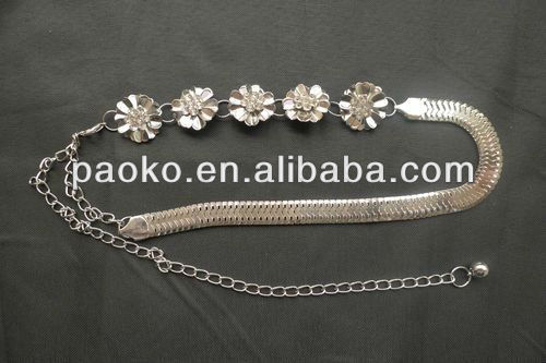 シルバー色の金属チェーンラインストーン付きベルト、 の布のアクセサリー、 石付きの金属ベルトの下で33" ウエスト-金属ベルト問屋・仕入れ・卸・卸売り