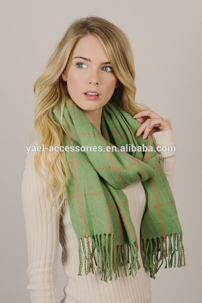 Yael新しいファッション冬グリッド毛布タッセルスカーフ-マフラー、帽子、手袋セット問屋・仕入れ・卸・卸売り