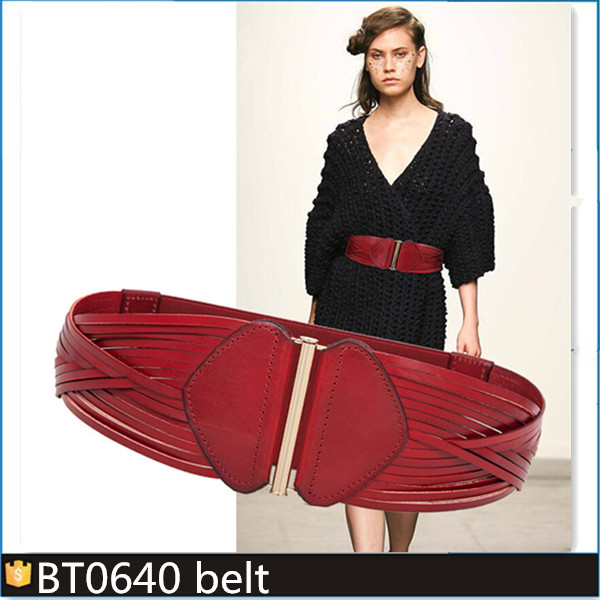 Bt06402015熱い- 販売fahion弾性編みベルト女性のためのファッションドレス用ベルト革-PUベルト問屋・仕入れ・卸・卸売り