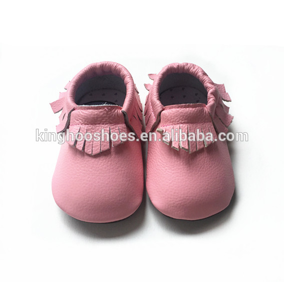 ピンクカラー赤ちゃんラバーソールモカシン靴、屋外赤ちゃんウォーキングシューズ-ベビー靴問屋・仕入れ・卸・卸売り