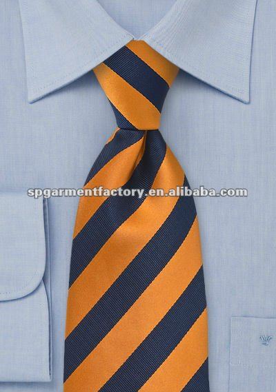 ポリエステルネクタイを織であるオレンジとネイビー-ポリエステルタイ問屋・仕入れ・卸・卸売り