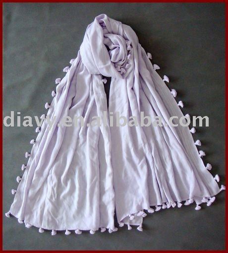 絹および綿は4つの端の小さく素晴らしい球のためのドビーの女性スカーフを混合した-シルクショール問屋・仕入れ・卸・卸売り