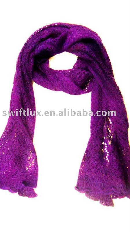 紫の花knitteed女性スカーフ-シルクショール問屋・仕入れ・卸・卸売り