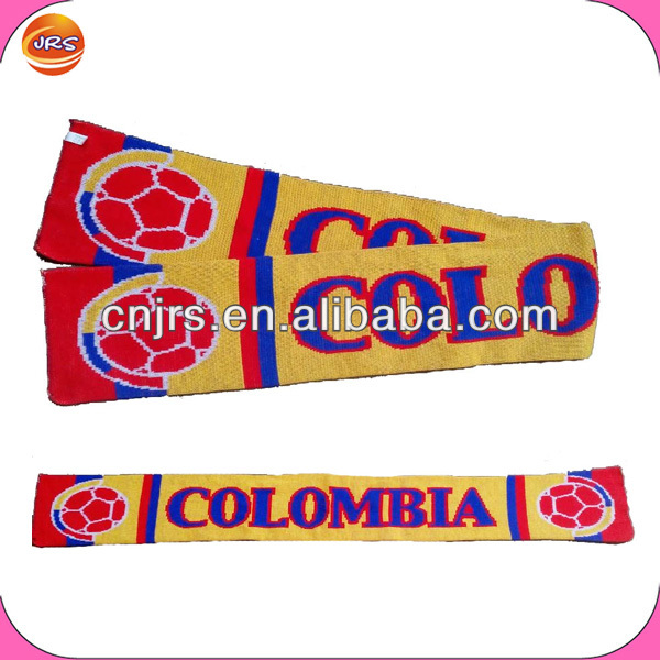 ワールドカップジャカードコロンビアサッカーニットファンスカーフ-ニットマフラー問屋・仕入れ・卸・卸売り