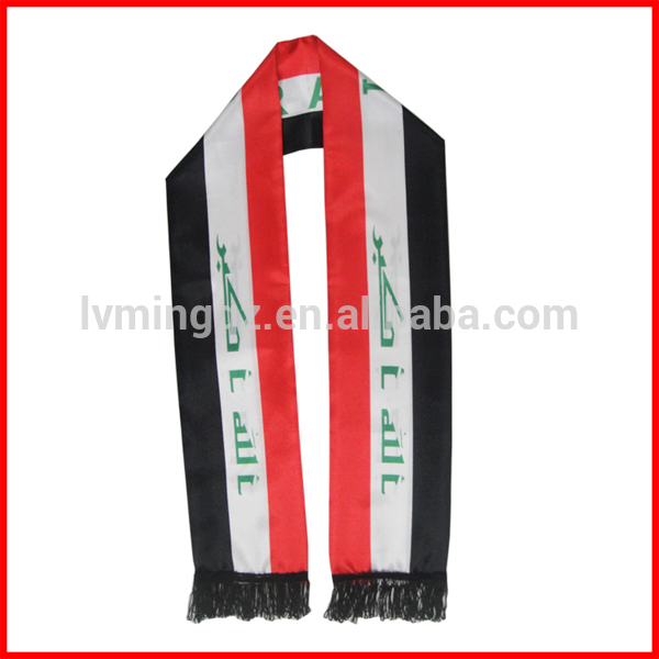 赤白黒のスカーフ、 popolurサッカーファンのスカーフ、 イラク130*14cmフラグのスカーフ-ニットマフラー問屋・仕入れ・卸・卸売り