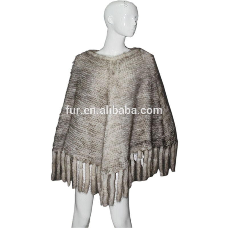 ファーポンチョqd10111卸小売・ショール女性ファッションタッセル付きミンク毛皮のコートの女性-ファーショール問屋・仕入れ・卸・卸売り