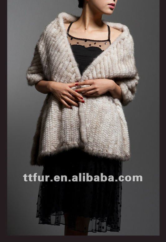 本物のミンク毛皮の編み上げtt-223女性のための-ファーショール問屋・仕入れ・卸・卸売り