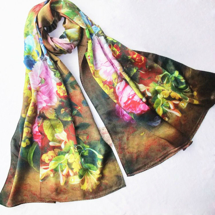 優れた花の絹のスカーフデジタル印刷から絹のスカーフの輸出国-シルクショール問屋・仕入れ・卸・卸売り