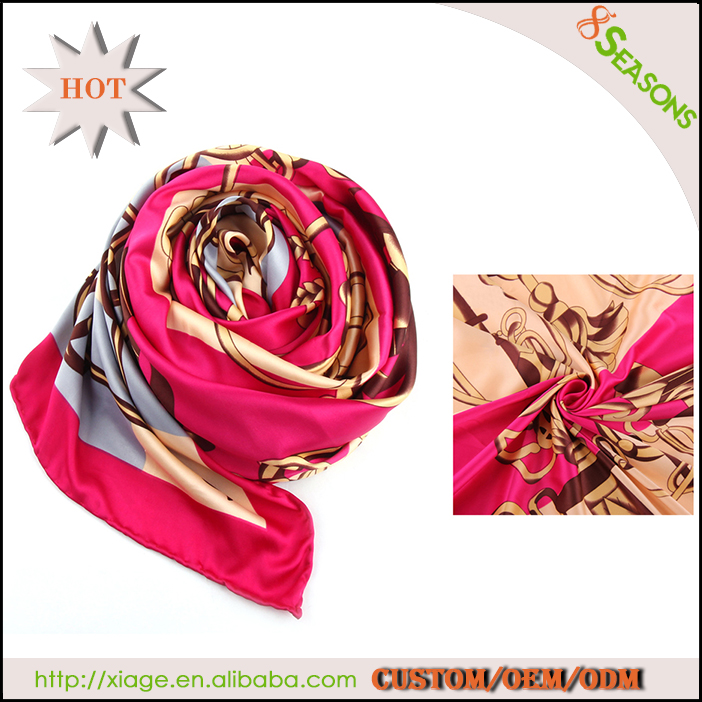 中国の絹の正方形スカーフをカラフルな花の魔法のパターンのスカーフ-シルクスカーフ問屋・仕入れ・卸・卸売り