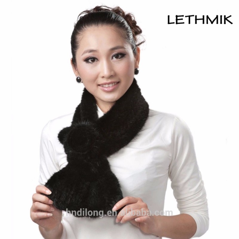 Lethmik冬ファッション女性リアルミンクの毛皮ニットスカーフ冬用さまざまな色利用できる-ファーマフラー問屋・仕入れ・卸・卸売り