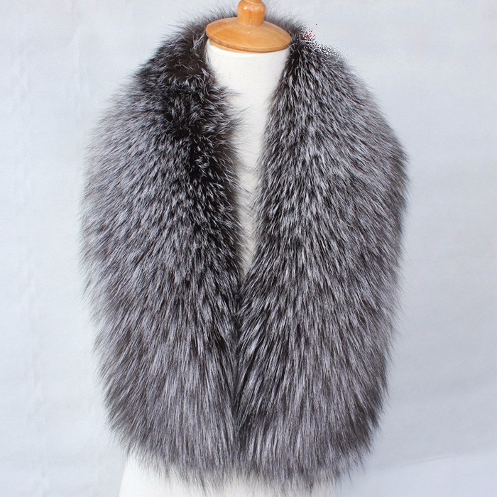 Myfur最高品質ナチュラルシルバーフォックス毛皮のコート襟卸売毛皮フード-ファーマフラー問屋・仕入れ・卸・卸売り
