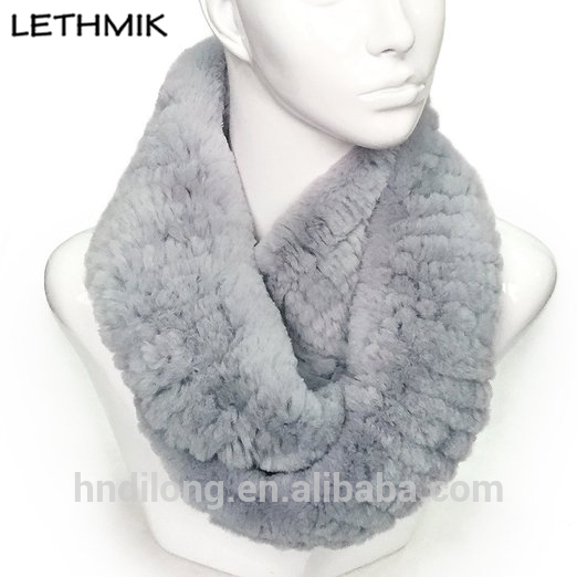 Lethmik女性長いループ状ニット毛皮の襟スカーフ冬のファッションアクセサリー-ファーマフラー問屋・仕入れ・卸・卸売り