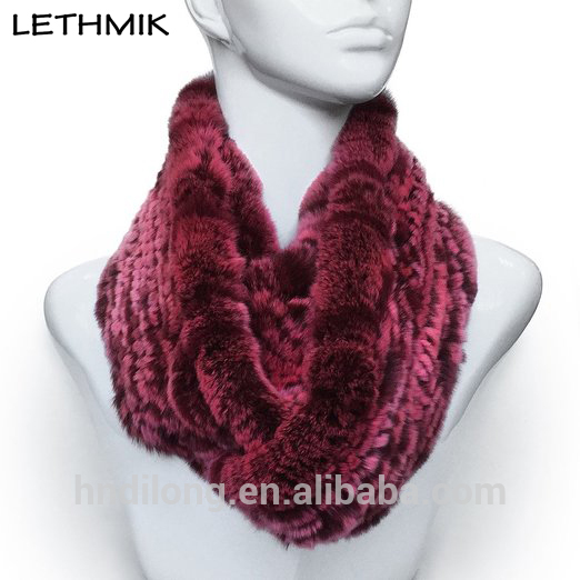 Lethmik女性ループ状リアル毛皮の襟スカーフレックスウサギの毛皮-ファーマフラー問屋・仕入れ・卸・卸売り