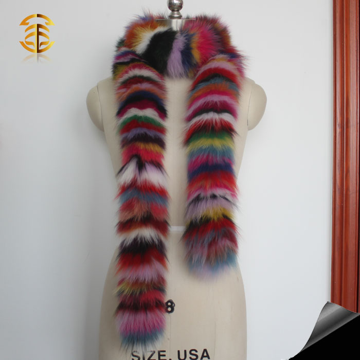 カラフルな本物のキツネの毛皮スカーフレインボーレディ毛皮スカーフ用ファッション暖かい-ファーマフラー問屋・仕入れ・卸・卸売り