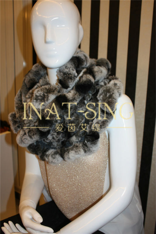 冬の女性ファッション2013チンチラの毛皮のスカーフ-ファーマフラー問屋・仕入れ・卸・卸売り