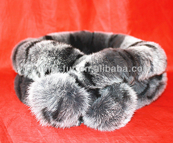 チンチラウサギの毛皮新しいデザインヘアネットスカーフ-ファーマフラー問屋・仕入れ・卸・卸売り