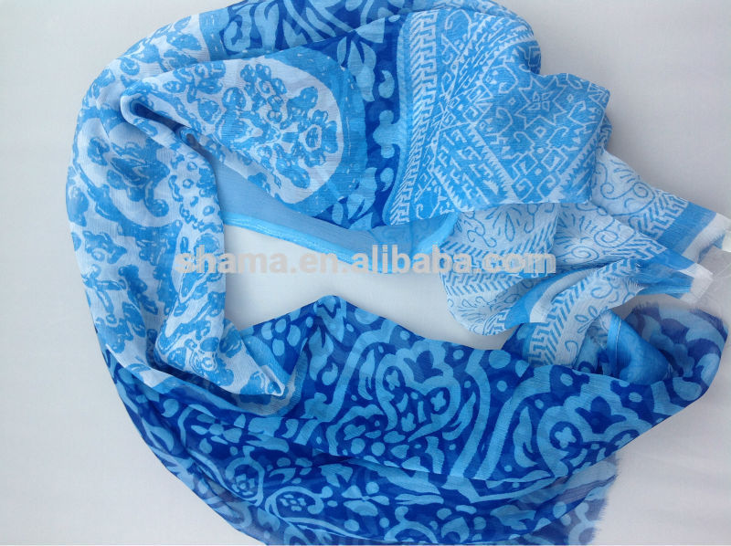 スクリーン印刷されたサプライ女性の2014年純粋な絹のスカーフ-シルクスカーフ問屋・仕入れ・卸・卸売り