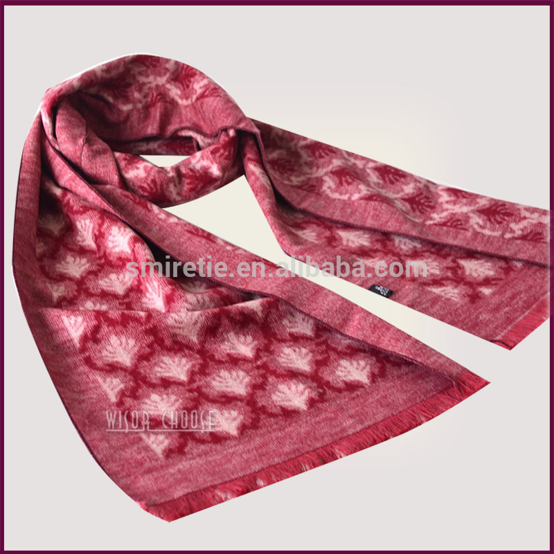 赤い花柄のシルクのマニュアルスカーフで編まれたスカーフ冬のブラシ付き-シルクスカーフ問屋・仕入れ・卸・卸売り