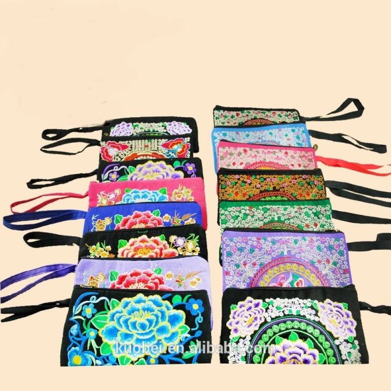 中国の国民の風エスニック財布財布牡丹の刺繍の生地、 最新のファッション、 携帯電話の袋-その他財布、ケース問屋・仕入れ・卸・卸売り