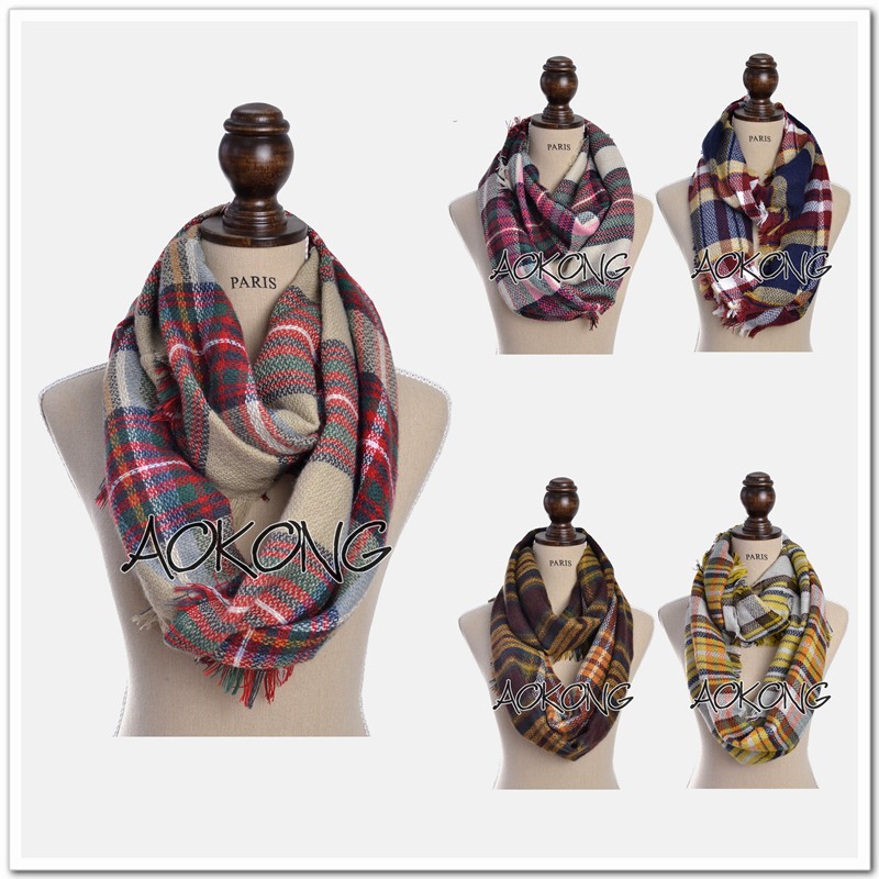 2016 ファッション 5色在庫新しい冬スヌード タータンチェック柄インフィニティスカーフ-問屋・仕入れ・卸・卸売り