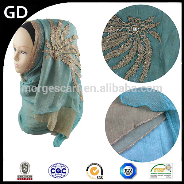 gdhh0133ビーズスパンコール刺繍イスラム教のスカーフヒジャーブジュエリー結婚式のセクシーな女の子のサウジアラビア-その他マフラー、ショール問屋・仕入れ・卸・卸売り