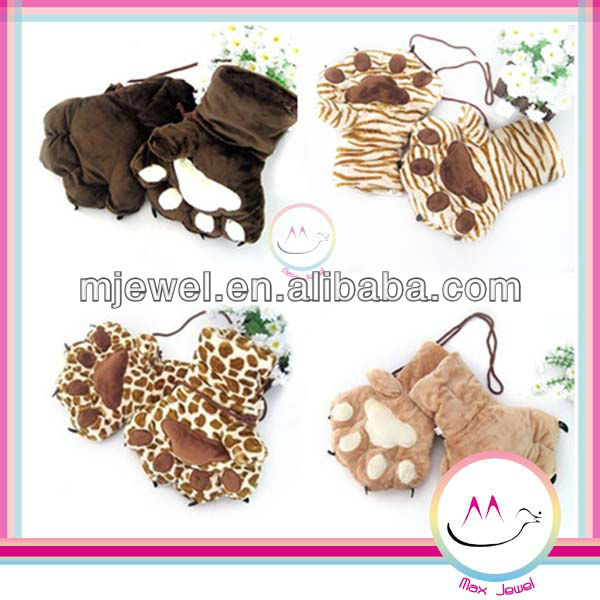 女性ヒョウの熊の足のウィンターグローブ-綿手袋、ミトン問屋・仕入れ・卸・卸売り