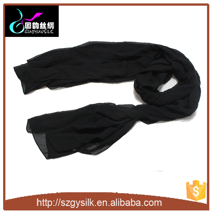 黒快適な純粋な絹のスカーフ-シルクスカーフ問屋・仕入れ・卸・卸売り
