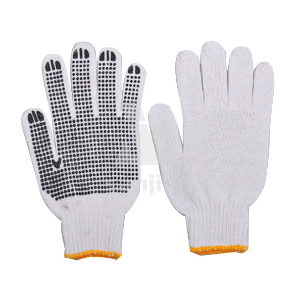 最高の販売710ゲージ編シングルサイドpvcドットの綿手袋を作業-綿手袋、ミトン問屋・仕入れ・卸・卸売り
