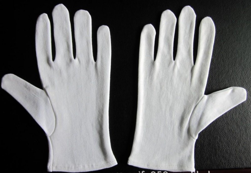 白い綿の手袋を編んだ-綿手袋、ミトン問屋・仕入れ・卸・卸売り