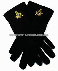 ブラックコットンフリーメーソン手袋で刺繍-綿手袋、ミトン問屋・仕入れ・卸・卸売り