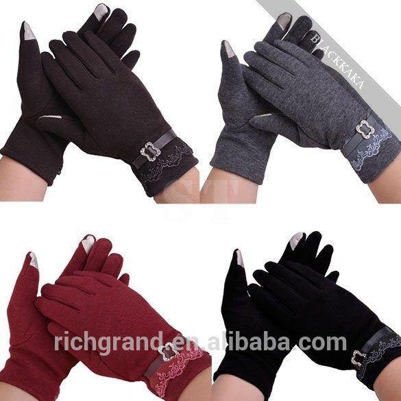 スリムフルフィンガー冬暖かいスマート手袋レース女性のタッチスクリーン手袋-アクリル手袋、ミトン問屋・仕入れ・卸・卸売り