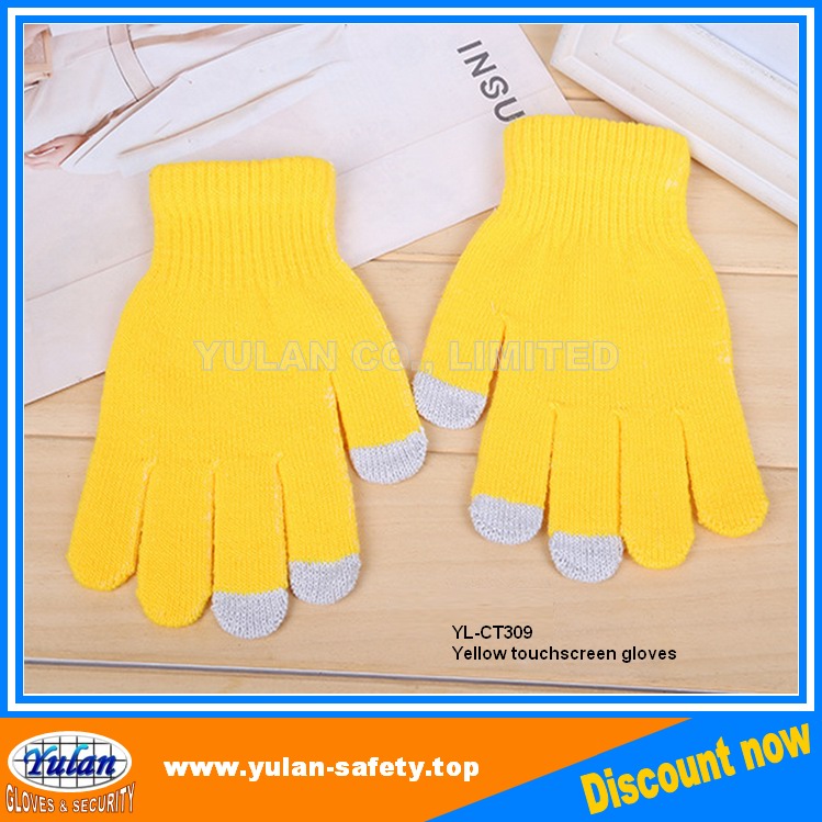 安い冬の手袋/ タッチ スクリーン敏感手袋ライト イエロー色-アクリル手袋、ミトン問屋・仕入れ・卸・卸売り