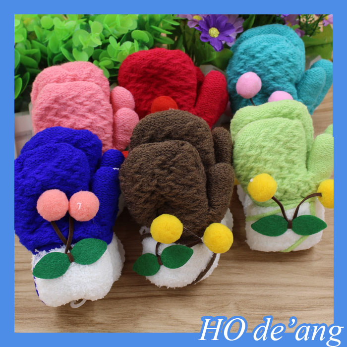 の子どもたちは、 ニット手袋hogift、 ロープの手袋と桜、 冬暖かい豪華な二重手袋-綿手袋、ミトン問屋・仕入れ・卸・卸売り