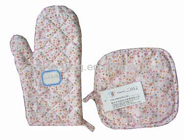 綿点線オーブンミトンとカラフルな正方形のpotholders専修-その他手袋、ミトン問屋・仕入れ・卸・卸売り