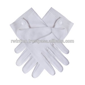 レガリアフリーメーソン手袋白い綿の刺繍のロゴと青い色で正方形とコンパス-綿手袋、ミトン問屋・仕入れ・卸・卸売り