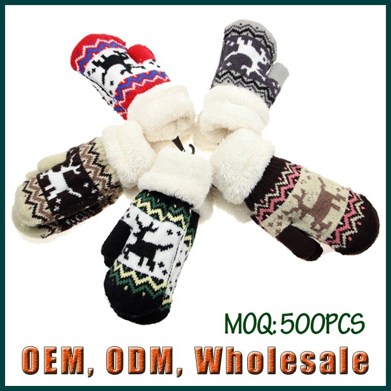 新しいデザインのアクリル2015子供の冬の手袋雪- 再生男女兼用暖かい編み物紡毛手袋-アクリル手袋、ミトン問屋・仕入れ・卸・卸売り