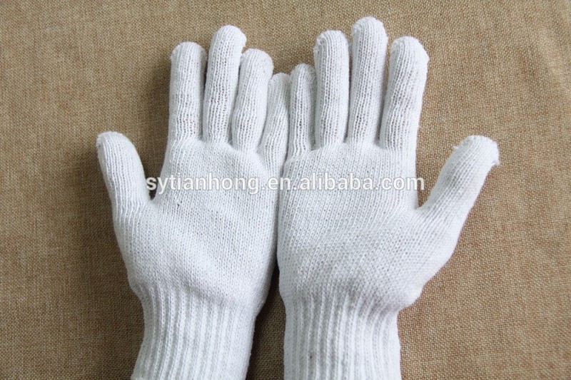 上虞自然な白の綿のニット編み最高の手袋-綿手袋、ミトン問屋・仕入れ・卸・卸売り