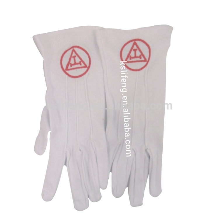 ロイヤルアーチロゴフリーメーソングローブファブリック-綿手袋、ミトン問屋・仕入れ・卸・卸売り