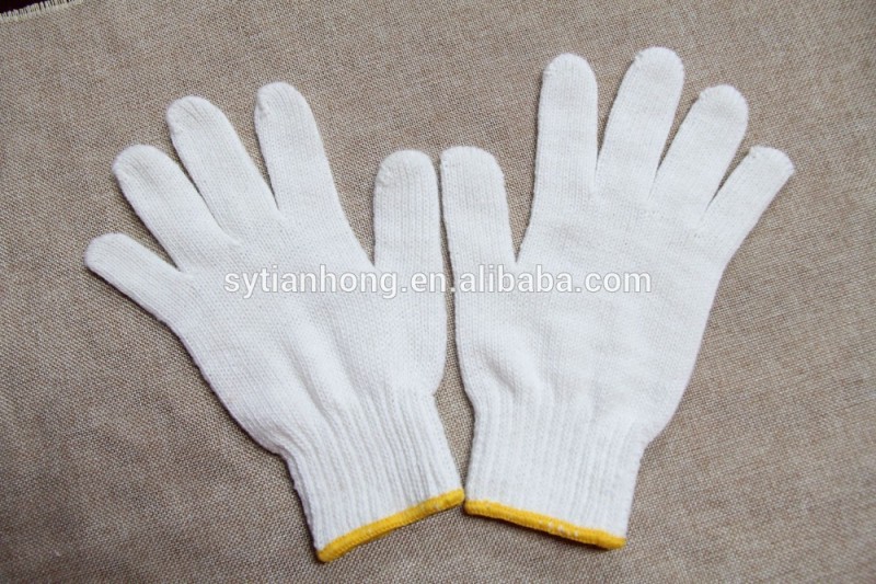 自然な白い綿の手袋10ピン/7ゲージ漂白剤の白い綿の手袋の安全作業手袋-綿手袋、ミトン問屋・仕入れ・卸・卸売り