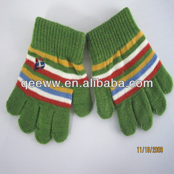 子供の縞模様のacryhandswarm魔法の手袋を編んだ-綿手袋、ミトン問屋・仕入れ・卸・卸売り