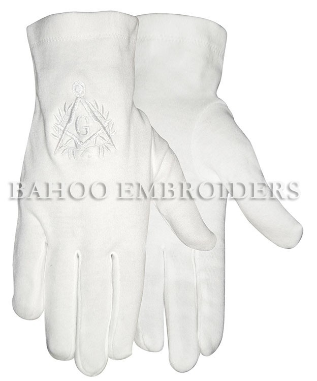 フリーメーソンフレンチ儀式白い刺繍白い綿の手袋-綿手袋、ミトン問屋・仕入れ・卸・卸売り