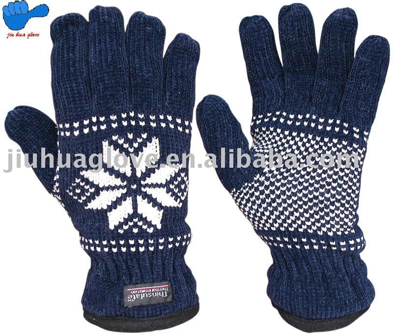 カバー手袋が付いている青いSHETLANDウールの花の設計ミトン-その他手袋、ミトン問屋・仕入れ・卸・卸売り