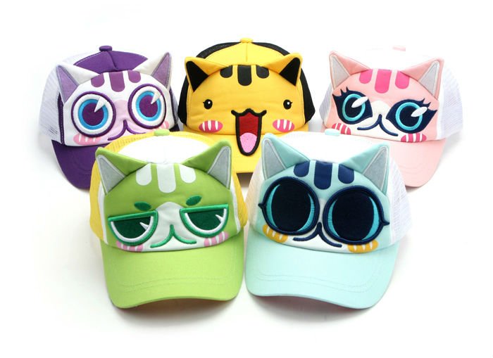miauキャラクターねこ韓国から野球メッシュキャップ-子供用帽子、キャップ問屋・仕入れ・卸・卸売り