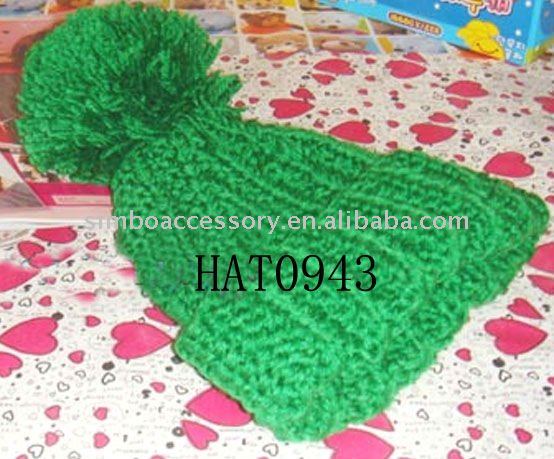 編まれたベレー帽の帽子、冬のハンドメイドのハンター緑は女の子のためのベレー帽の帽子を編んだ-ベレー帽問屋・仕入れ・卸・卸売り