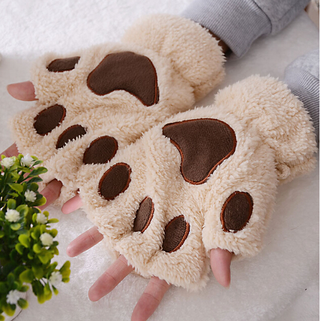 ファッション冬の女性の暖かい柔らかい爪手袋クマぬいぐるみ-アクリル手袋、ミトン問屋・仕入れ・卸・卸売り