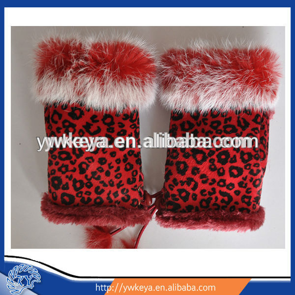 最新のスタイルのファッション赤いヒョウウサギの毛皮の手袋-皮手袋、ミトン問屋・仕入れ・卸・卸売り