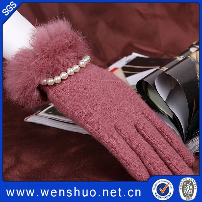 ファッション冬のウール手袋カシミヤ白真珠手の手袋-アクリル手袋、ミトン問屋・仕入れ・卸・卸売り