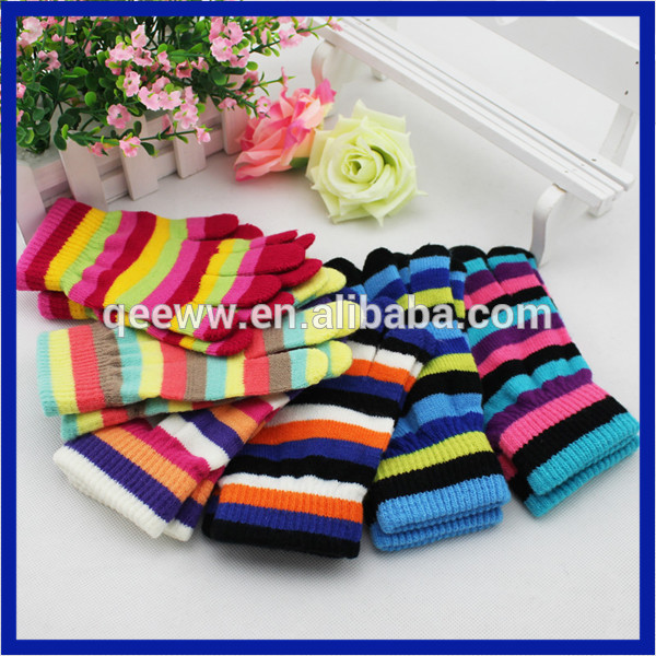 Yhao冬手袋高品質編み子供ストライプ手袋メーカー-アクリル手袋、ミトン問屋・仕入れ・卸・卸売り
