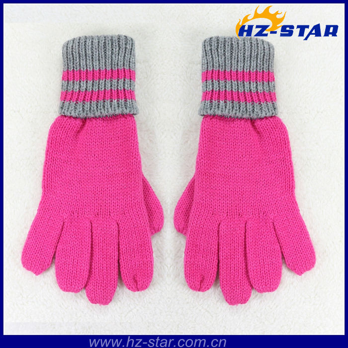 HZS-13033カラフルな手を保護アクリル編み面白い子供安い平野かわいい冬暖かい女の子手袋-アクリル手袋、ミトン問屋・仕入れ・卸・卸売り